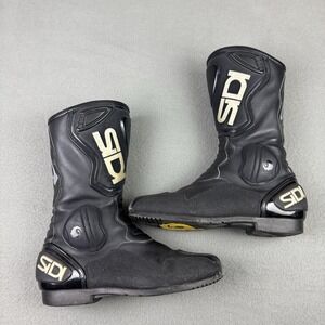 SIDI racing Mens Size 9.5 Motorcycle Racing Street Boots Black leather EU 43